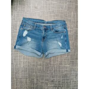 Old Navy Jean Shorts Women Size 6 Regular Blue Denim High Rise Distressed cuffed